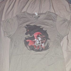 Tee Turtle "Dangerous" Red Riding Hood Wolf gray tee size M 100% cotton